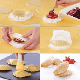 Dumpling Maker 4pcs Excellent for making sweet and savoury, baked and cooked stuffed turnovers and stuffed pasta. Made of resistant plastic. Dimensions of the makers: ø 6, 8, 10 and 12 cm. Dishwasher safe.