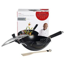 Ken Hom Exc. Pressed Wok 30cm Eco-Friendly coating, PFOA- free, Non-Stick – Lightweight aluminum wok finished with a three-layer non-stick coating designed for stir-frying at high temperatures and with less oil
