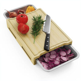 Bamboo Cutting Board Material: Bamboo / Stainless Steel Size:42*31*1.5 cm