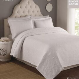 Simon Baker Paisley Bedspread White Double/Queen