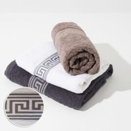 Simon Baker TOWELS 600GSM GREEK KEY HAND WHITE