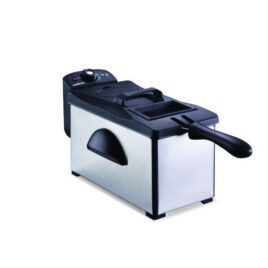 SDF35 SAL 3L DEEP FRYER S/S 3L deep fryer 2000W. Enamel inner pot. Power indicator and thermostat lights Variable thermostat. Cooking guide on control panel Inner basket for easy food removal Disassembles for convenient cleaning Stylish stainless steel and black finish Cool -touch handles