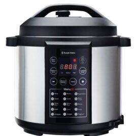 RHEP7 RH 6L P/COOK EL.PRESSURE COOKER 16 multi-function menus: meat, poultry, vegetables, steam, sauté, slow cook, white rice, brown rice, beans, broth, curry, soup, multigrain, congee, yoghurt and manual settings Reheat and keep-warm modes