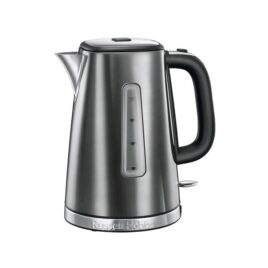 RUSSELL HOBBS LUNA MOONLIGHT GREY KETTLE 1/2/3 cup marker indicators inside the kettle, where 1 cup is equal to 235ml of water Rapid boil in up to 45 seconds for 1 cup *1 cup 235ml of water Perfect pour waterspout 1.7L capacity with blue illumination on the water level window