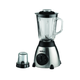 SB420E SALTON BLENDER WITH MILL 350W – 1.5L glass jug 2 speeds with pulse for increased control Solid copper wire motor for durability and overheat protection Glass grinding mill for coffee beans, spices and herbs Removable lid cap for easy topping up 6 stainless steel blades