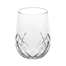 Rococo’ Stemless 490ML (6) Blown stemless. Durable Ideal for wine, cocktails and any other beverage Textured pattern offers a vintage charm Lead free. Dishwasher safe Made in Italy