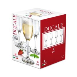Ducale Flute 170ml 4pce Durable Lead-free glass 100% made in Italy